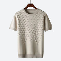 Thomas | Herren Texturiertes Strick T-Shirt – Herren Strickshirt Textur Sommer 2026 - Aprikose