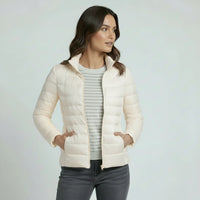 Sophie | Damen Leichter Winter Daunenjacke mit Hohem Kragen - Weiß