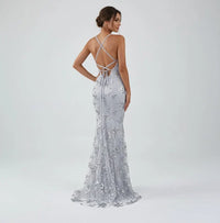 Alina | Damen Rückenfreies Festliches Kleid - Grau