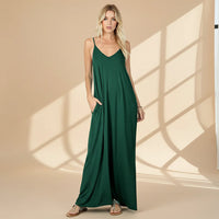 Damen Sommerkleid Lang Locker Bequemes Freizeitkleid - Dunkelgrün