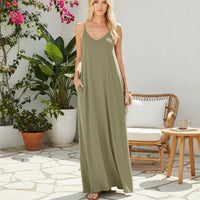 Damen Sommerkleid Lang Locker Bequemes Freizeitkleid - Grün