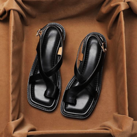Damen Sandalen Riemen Blockabsatz - Schwarz