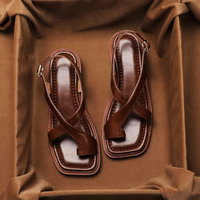 Damen Sandalen Riemen Blockabsatz - Braun