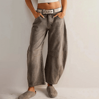 Damen High-Waist Cropped Jeans Hose - Grau