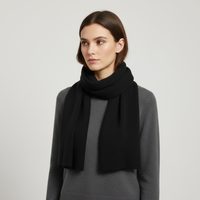 Langer Gestrickter Unisex Schal mit Rippenstruktur - Schwarz