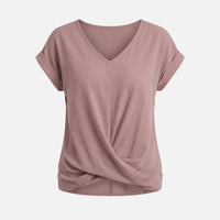 Jana | Damen Legeres Oberteil V-Ausschnitt Knotendetail – Knoten Top Sommer - Lotus