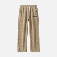 Oskar | Herren Leichte Casual Cordhose Kordelzug Taschen – Cord Hose Herren - Beige