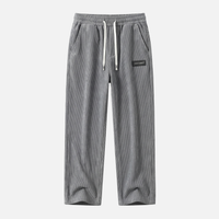 Oskar | Herren Leichte Casual Cordhose Kordelzug Taschen – Cord Hose Herren - Grau