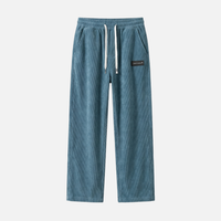Oskar | Herren Leichte Casual Cordhose Kordelzug Taschen – Cord Hose Herren - Blau