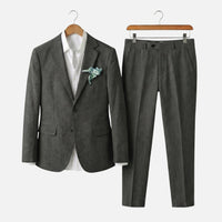 Otto | Herren Leinen-Zweiteiler Fallendes Revers – Leinen Anzug Sommer Herren - Schwarz
