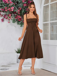 Lena | Damen Elegantes Sommerkleid – Frisches Elegantes Sommerkleid - Brown