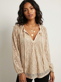 Luftige Spitzenbluse mit bohemian Ausstrahlung - Kelly - Khaki