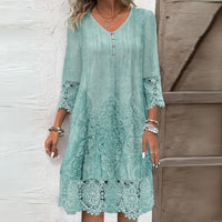 Greta | Damen Vintage Spitzenbesatz Shift Kleid - Grün