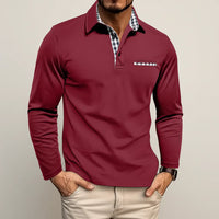 Herren Langarmshirt Seitentaschen Freizeit Arbeit - Rot
