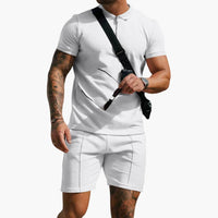 Herren-Poloshirt mit Seitentaschen und strukturierter Oberfläche - Weiß
