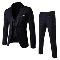 Sebastian | Herren Slim Fit Dreiteiliger Anzug – Herren 3-Teiler Slim Fit Elegant 2026 - Schwarz