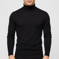 Moritz | Herren Merinowoll Rollkragenpullover - Schwarz