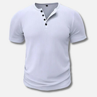 Herren Muscle Fit Kurzarm Henley T-Shirt - Weiß