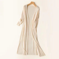 Christina | Damen Lange Leichte Strickjacke - Beige