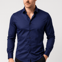 Benjamin | Herren Slim Fit Stretchhemd - Marineblau