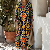 Nora | Bequemes Leinenkleid - Mehrfarbig