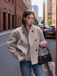Damen Oversized Jacke mit Doppelreißverschluss und Taschen - Khaki