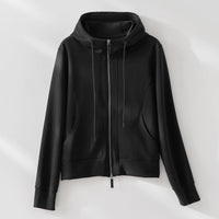 Damen Kapuzen-Performance-Zipjacke mit Reißverschluss und seitlichen Eingriffstaschen Nord Taschen - Schwarzes Oberteil