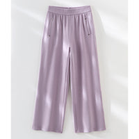 Damen Weite Satin-Loungehose mit elastischem Bund und Eingrifftaschen Nord Taschen - Lila Hose