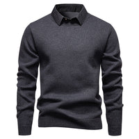 Herren Feinstrickpullover mit integriertem Hemdkragen‑Detail Nord Taschen - 9063 Dunkelgrau (gefüttert)