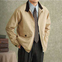 Herren Harrington-Jacke mit Cordkragen und aufgesetzten Pattentaschen Nord Taschen - Hellkhaki