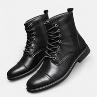 Stilvolle Herrenstiefel aus hochwertigem Kunstleder - Schwarz
