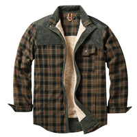 Herren Hemdjacke mit Karomuster und Taschen - Hellgrün