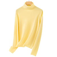 Damen Feiner Rollkragenpullover aus ultraleichtem Feinstrick mit schlanker Silhouette Nord Taschen - Zitronengelb