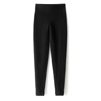 Damen Hochtaillierte Feinstrick-Leggings mit nahtlosem Komfortbund Nord Taschen - Schwarz