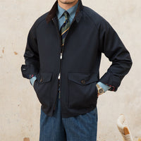 Herren Kurzblouson mit Cordkragen, Pattentaschen und Reißverschluss Nord Taschen - Dunkelblau