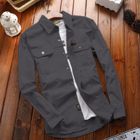 Herren Canvas-Overshirt mit Klappbrusttaschen und verstärkten Nähten - Grau