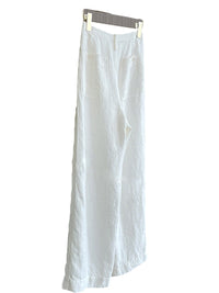 Damen Weite Leinen-Hose Nord Taschen - Weiß