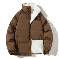 Damen gesteppte Thermo-Bomberjacke mit Teddyfutter und hohem Stehkragen - Kaffee