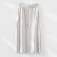 Damen Jersey-Midirock mit elastischem Tunnelzugbund und geradem Fall Nord Taschen - Beige-Apricot