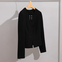 Damen Kurzblazer im minimalistischen Fit mit Perlen-Knopfbesatz und taillierter Schnitt Nord Taschen - Schwarz