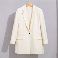 Damen Longline-Blazer mit geradem Schnitt und dezenten Pattentaschen Nord Taschen - Weiß
