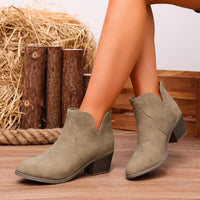 Damen Stiefeletten mit Blockabsatz und bequemer Passform - Khaki
