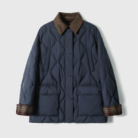 Damen Steppjacke mit karierten Akzenten Nord Taschen - Nachtblau