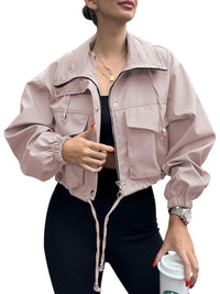 Damen Kurzjacke mit Kordelzug und elastischen Bündchen - Lotusrosa