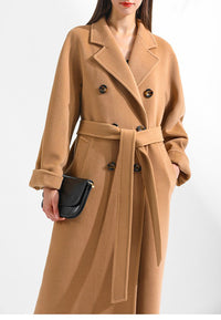 Damen Stilvoller Wollmantel Nord Taschen - Camel