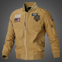 Herren Langarm Bomberjacke mit Taschen - Dunkel Khaki