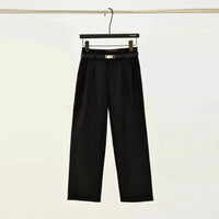 Damen weite Stoffhose mit eleganten Falten Nord Taschen - Schwarz
