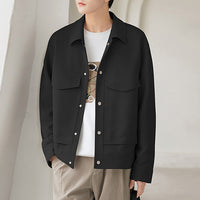 Herren Boxy Overshirt-Jacke mit Druckknöpfen und aufgesetzten Taschen Nord Taschen - Schwarz