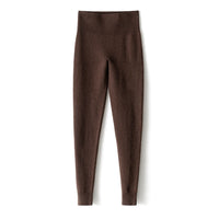 Damen Thermo-Feinstrick-Leggings mit hoher Taille und geripptem Knöchelabschluss Nord Taschen - Braun