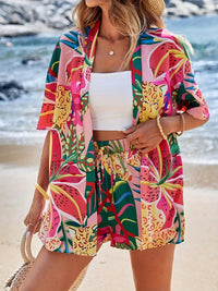 Hana | Damen Kimono-Set Shorts Blumenmuster Sommer - Mehrfarbig